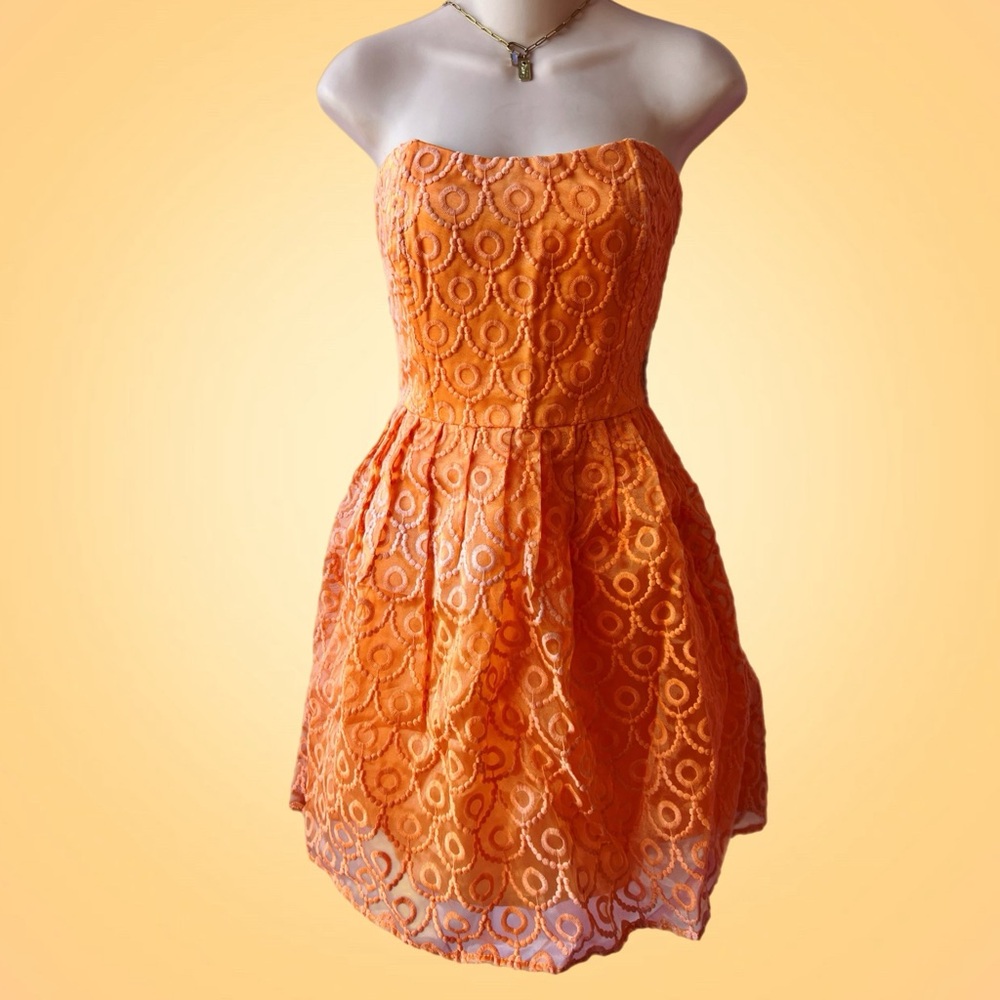 Jack by BB Dakota Orange Embroidered Shimmer Party Dress